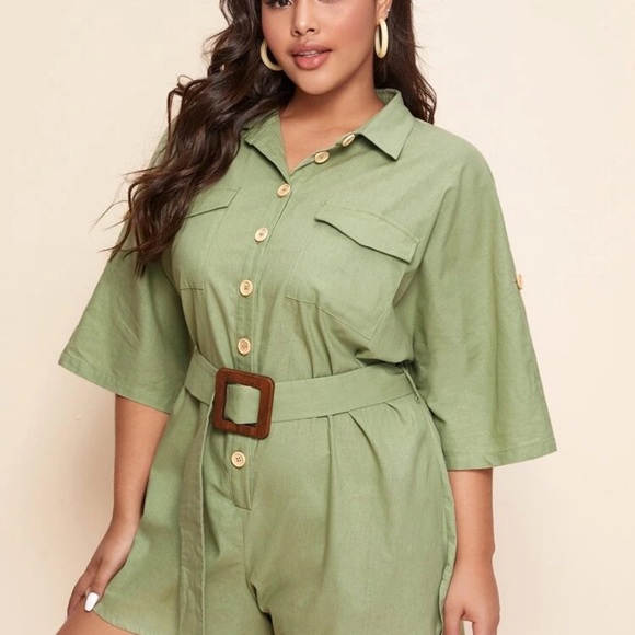 Color sage romper - Picture 2 of 3